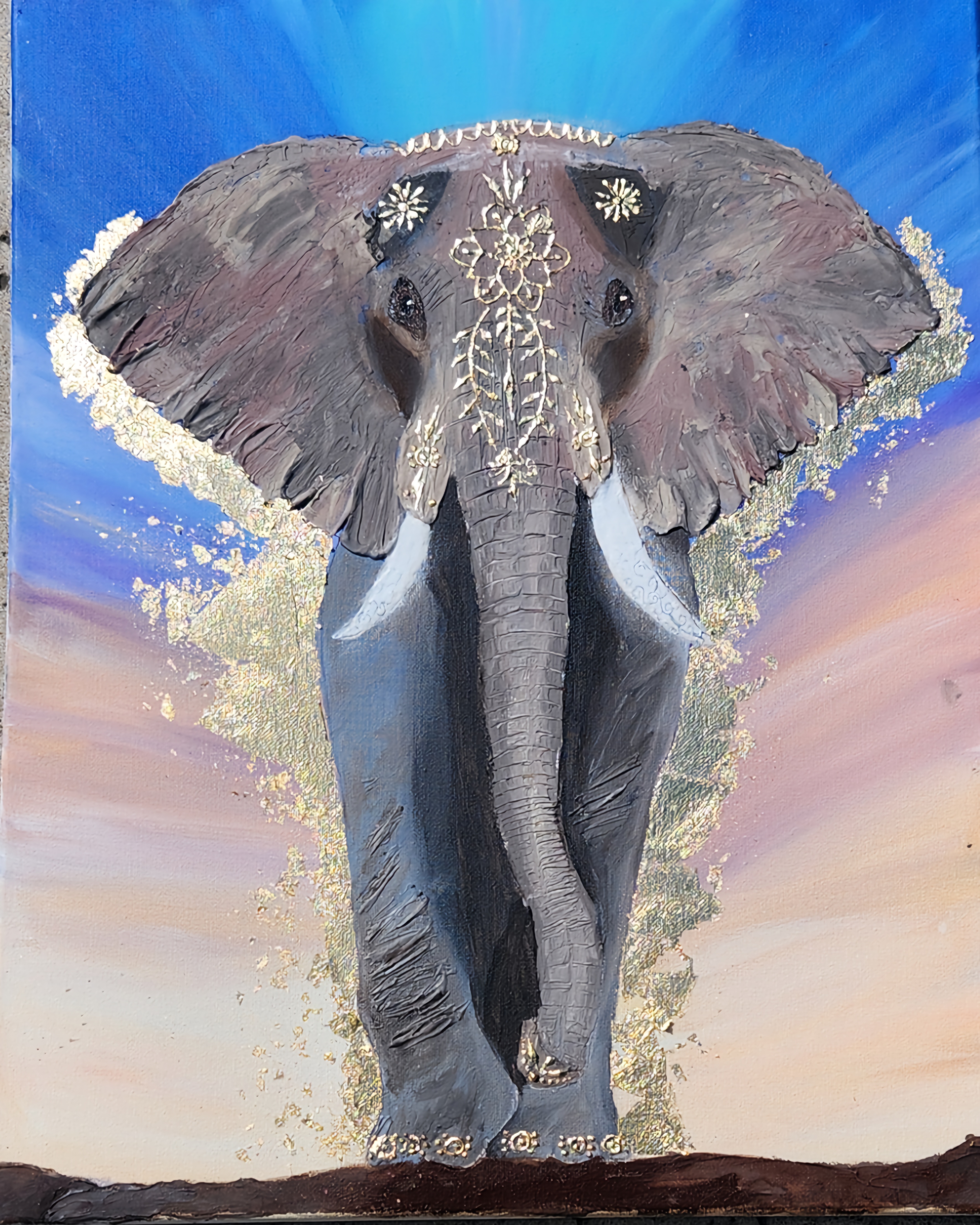 pastel drawing of Dinesh the Elephant